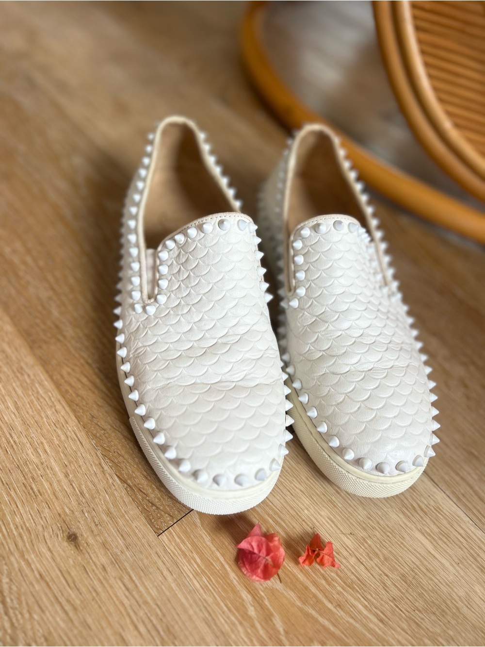 Christian Louboutin Authentic White Pik Boat Sneakers Trainers Menβ 9.5